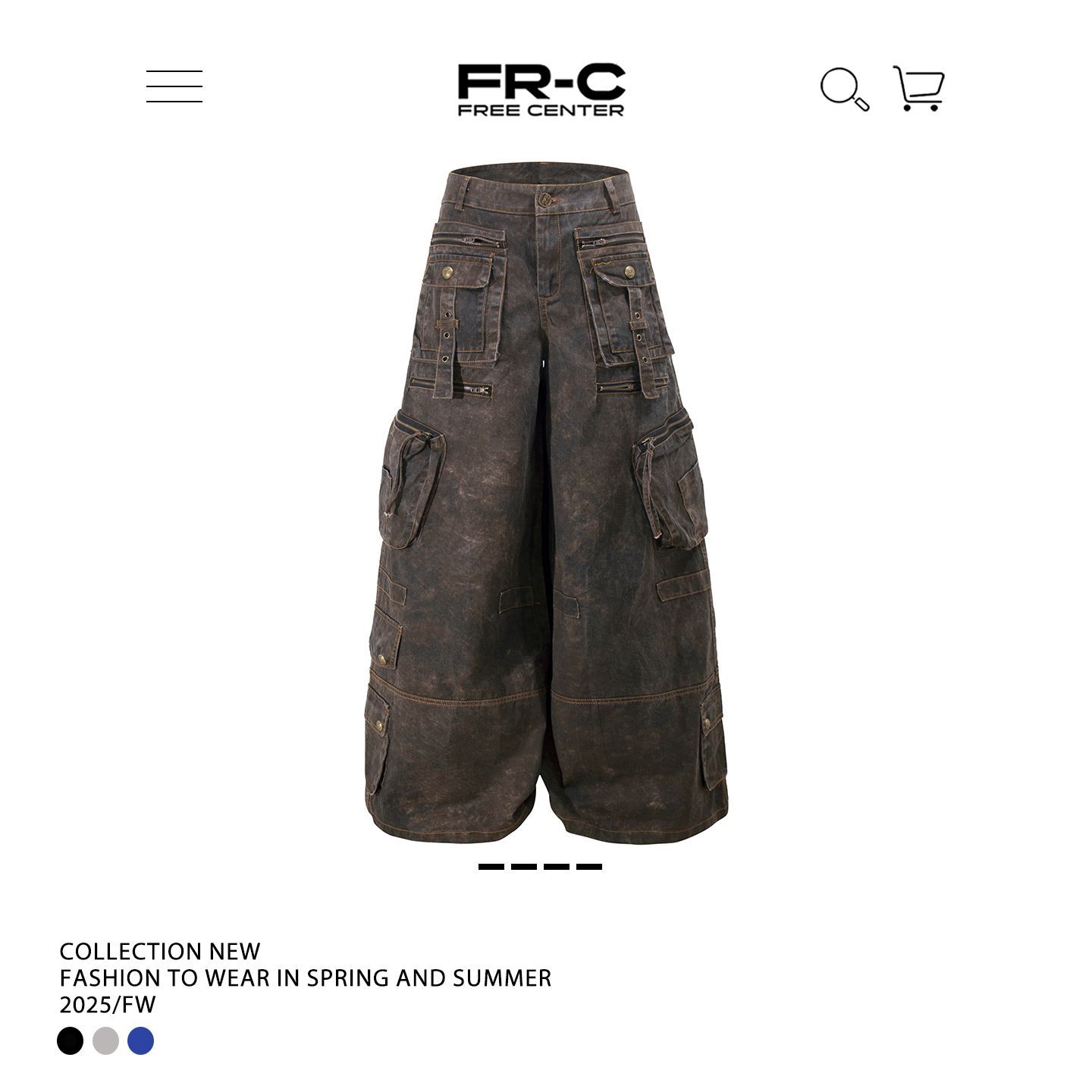 FREE CENTER 美式高街做旧重磅牛仔工装裤男女复古宽松休闲阔腿裤