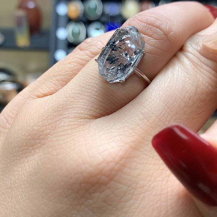 水晶水晶戒指银S925镶嵌