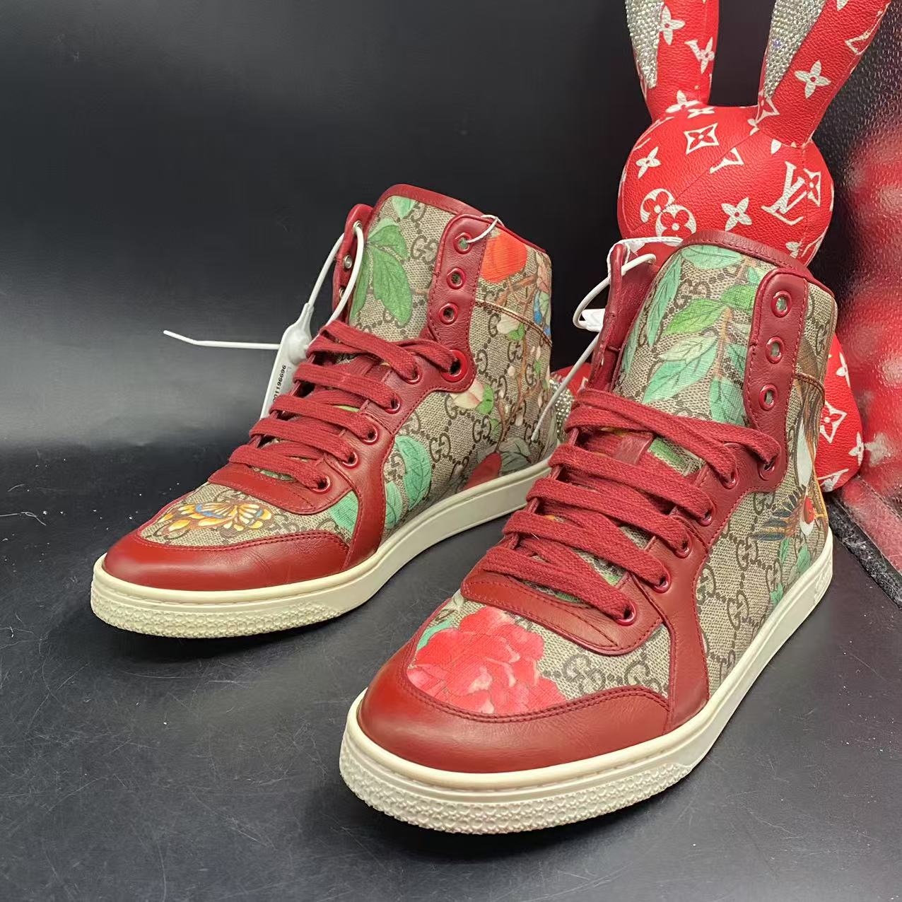 95新 GUCCI/古驰 【聚星福利】百鸟朝凤高帮板鞋欧码38.5ddm1905
