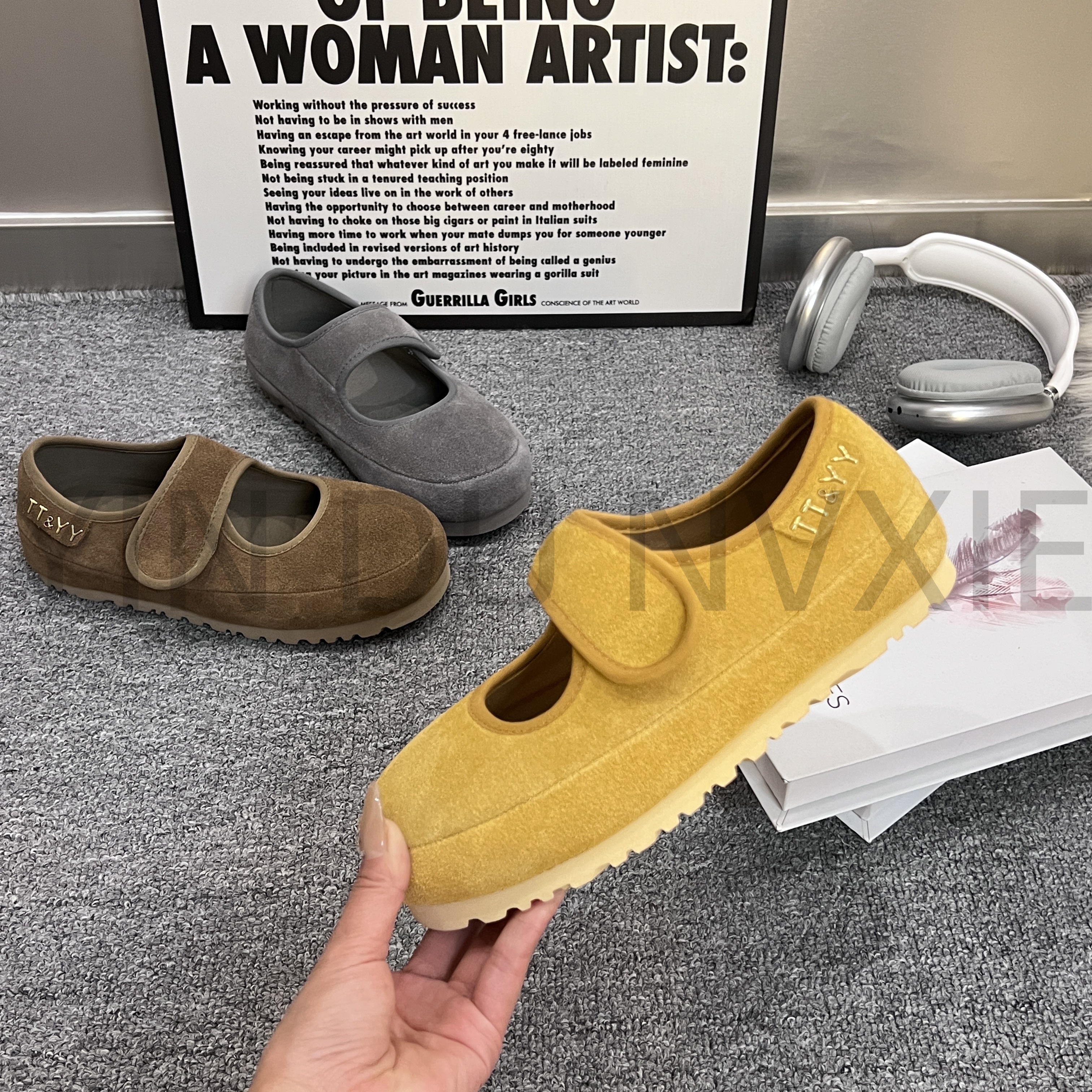 法式玛丽珍单鞋女2025新款复古一字魔术贴休闲鞋平底勃肯鞋20-198