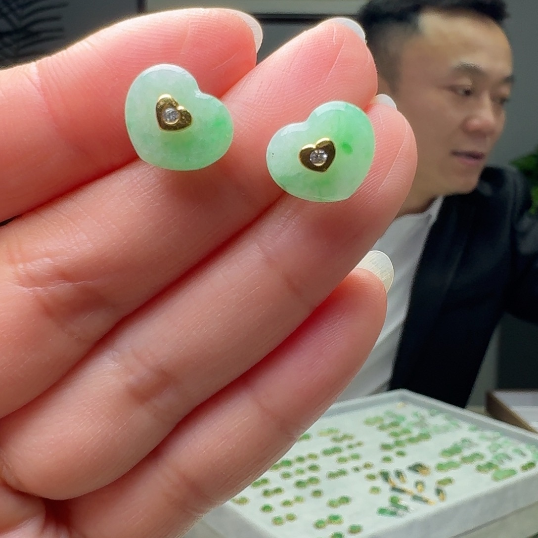 翡翠银S925镶嵌耳饰多样性发货其一