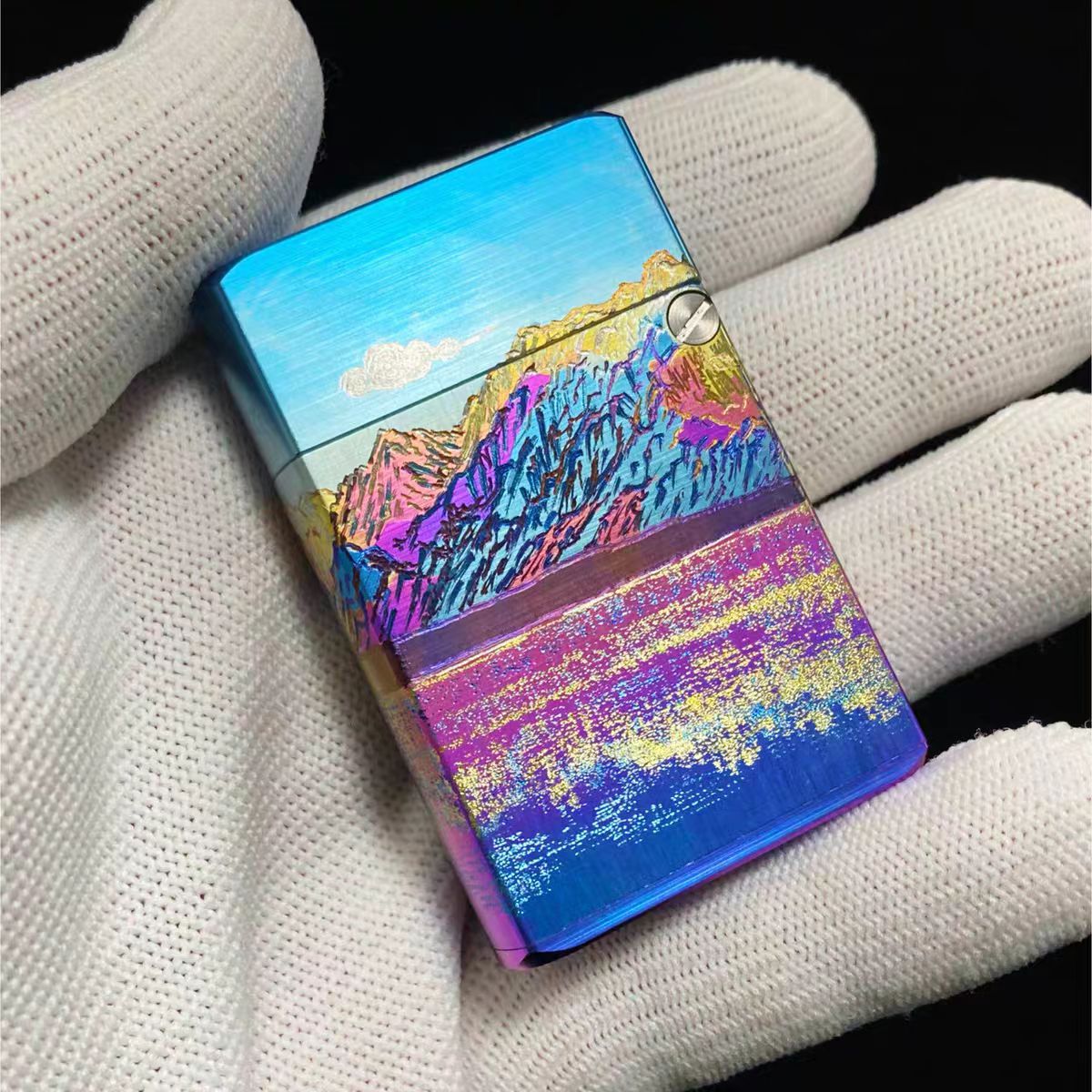 【定制】凌穹-暗夜绅士钛合金手工雕刻阳极氧化高端送礼手工打火机