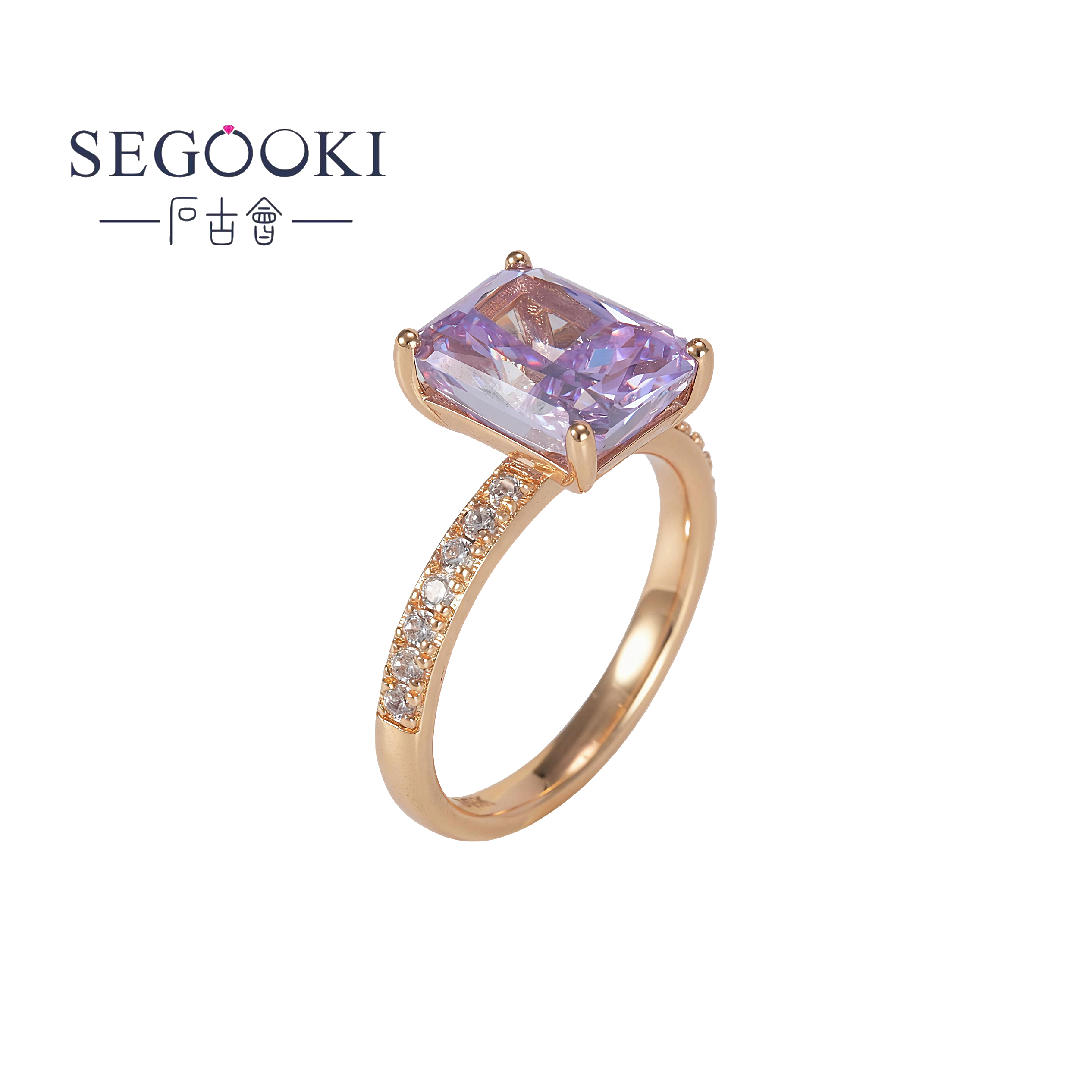  SEGOOKI【INS】镀18k金薰衣草花园戒指-S015