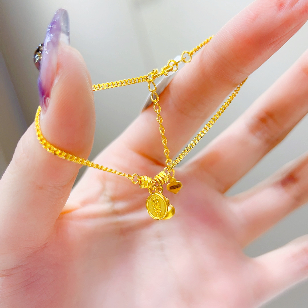 精品5G足金休闲时尚百搭纳福牌葫芦手链00758