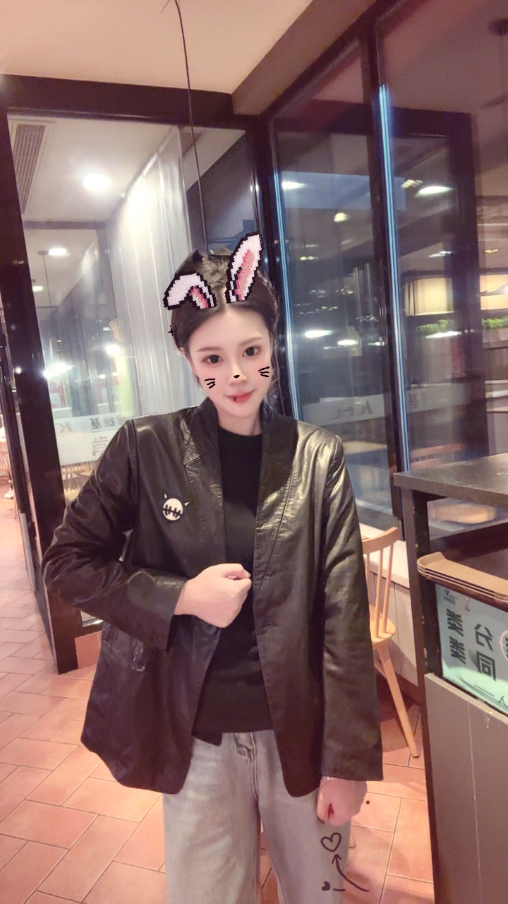 2025秋季新款牛皮皮衣女中长款油蜡皮西服外套修身西装百搭黑色