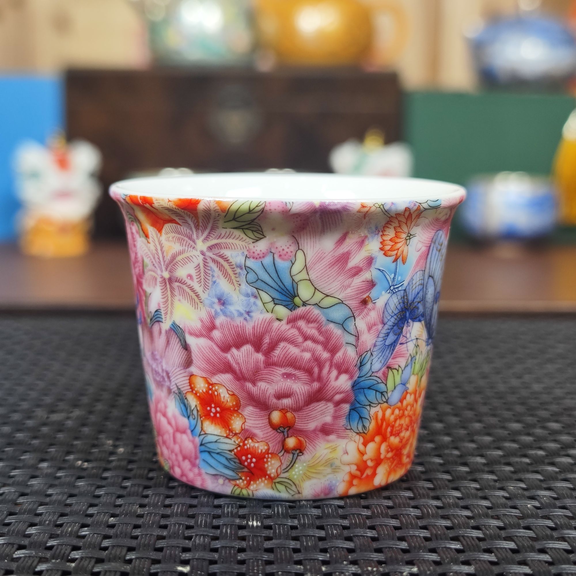 万花珐琅彩主人杯家用小茶杯手绘1811