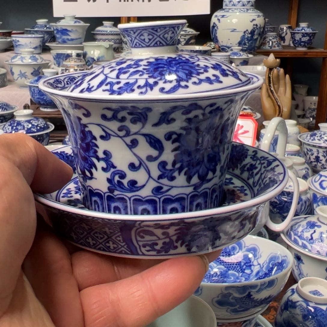 摆件寂***烟景德镇青花瓷器