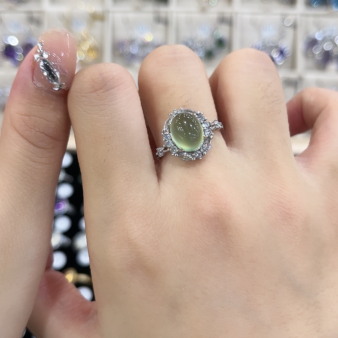 岫玉银S925镶嵌戒指