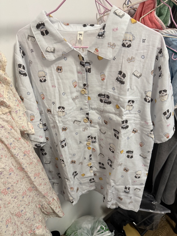 夏季纯棉双层纱短袖短裤可爱风女士家居服套装