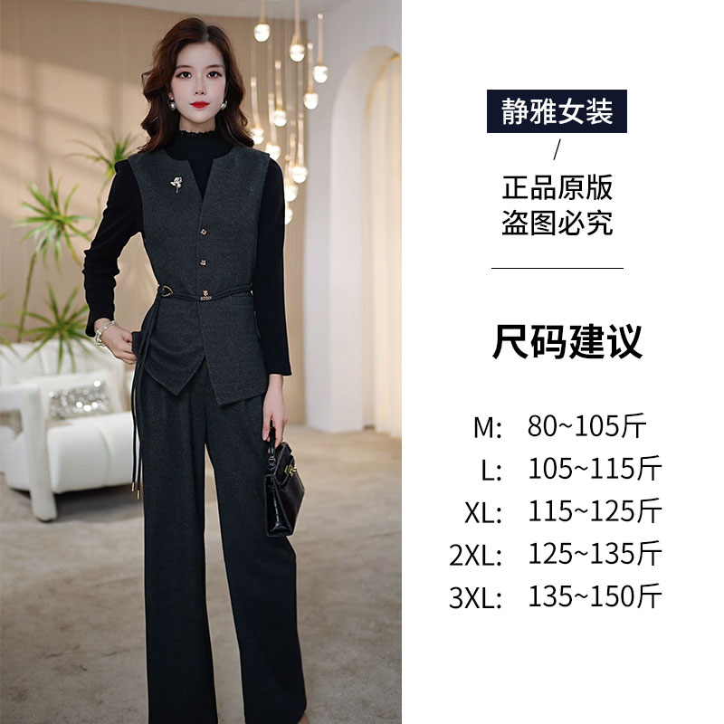 气质显瘦套装女2025年春秋新款洋气减龄时尚马甲直筒裤三件套