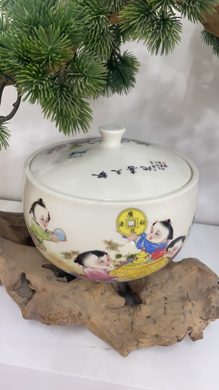 汇鑫陶瓷-欢天喜地大口劲茶叶罐 猪油罐 密封罐 储存罐a19
