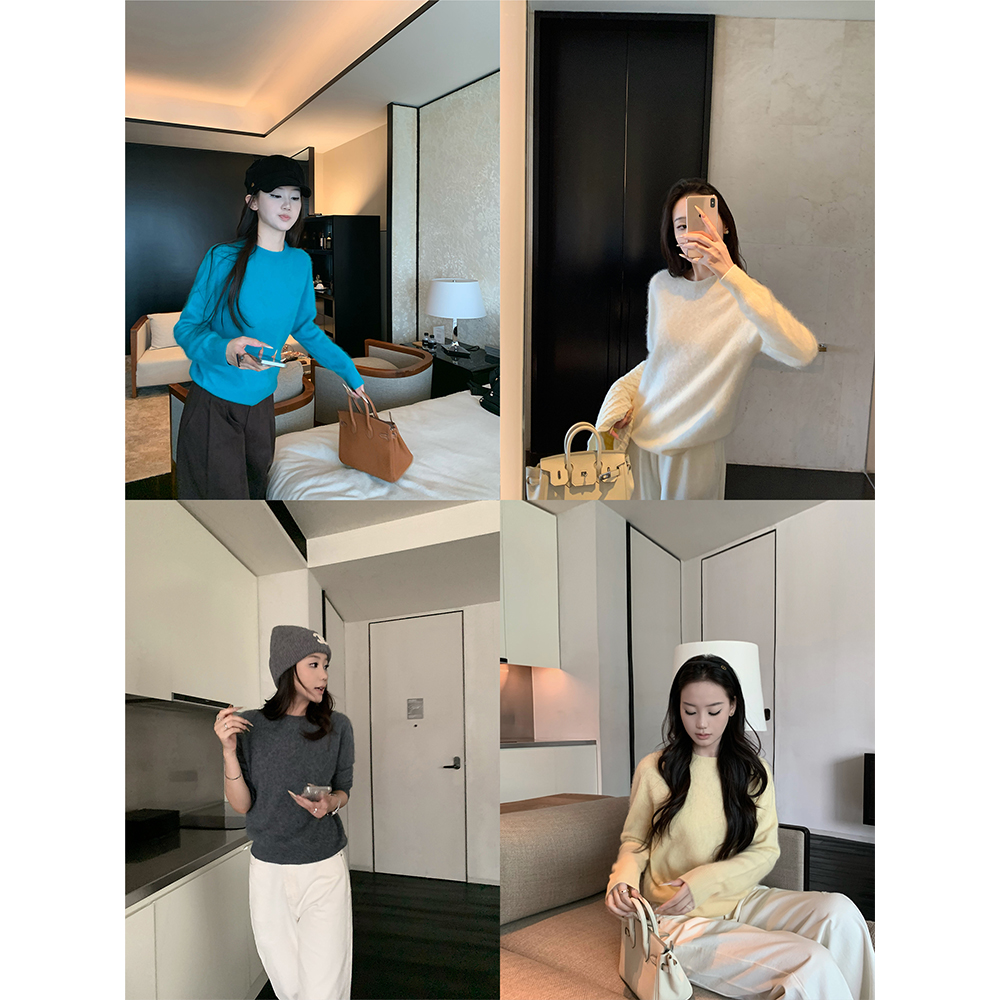 云感亲肤针织纯色保暖毛衣女2025秋季新款宽松休闲上衣23128#