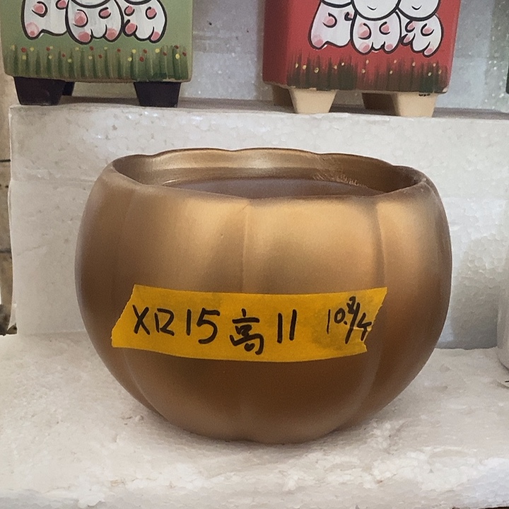 陶盆有孔 瑕疵针孔漏釉介意勿拍 口高