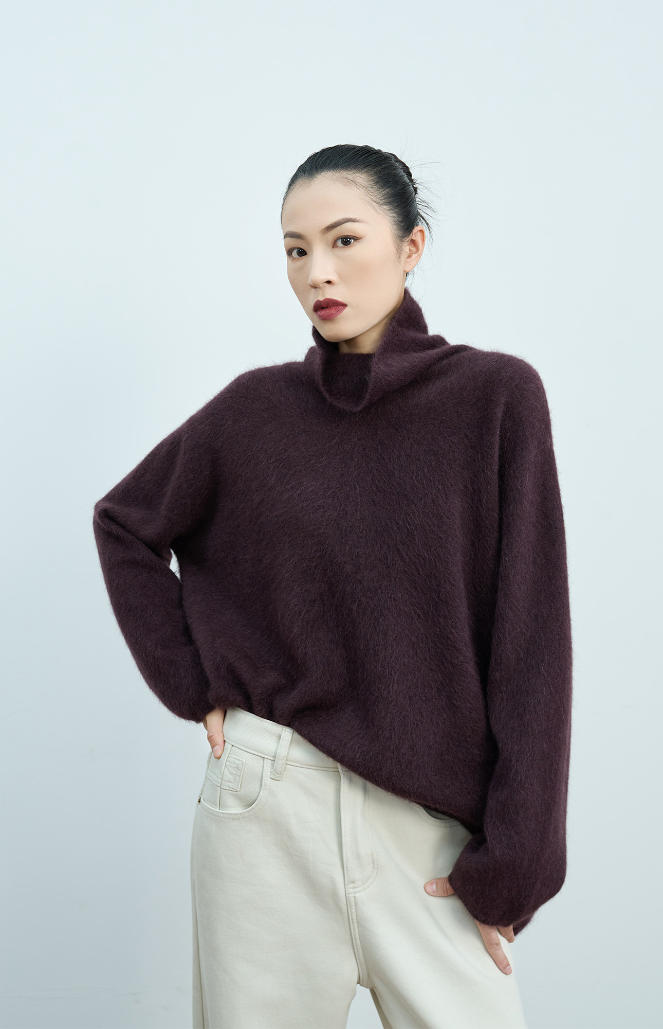 氛围感堆堆领宽松毛衣