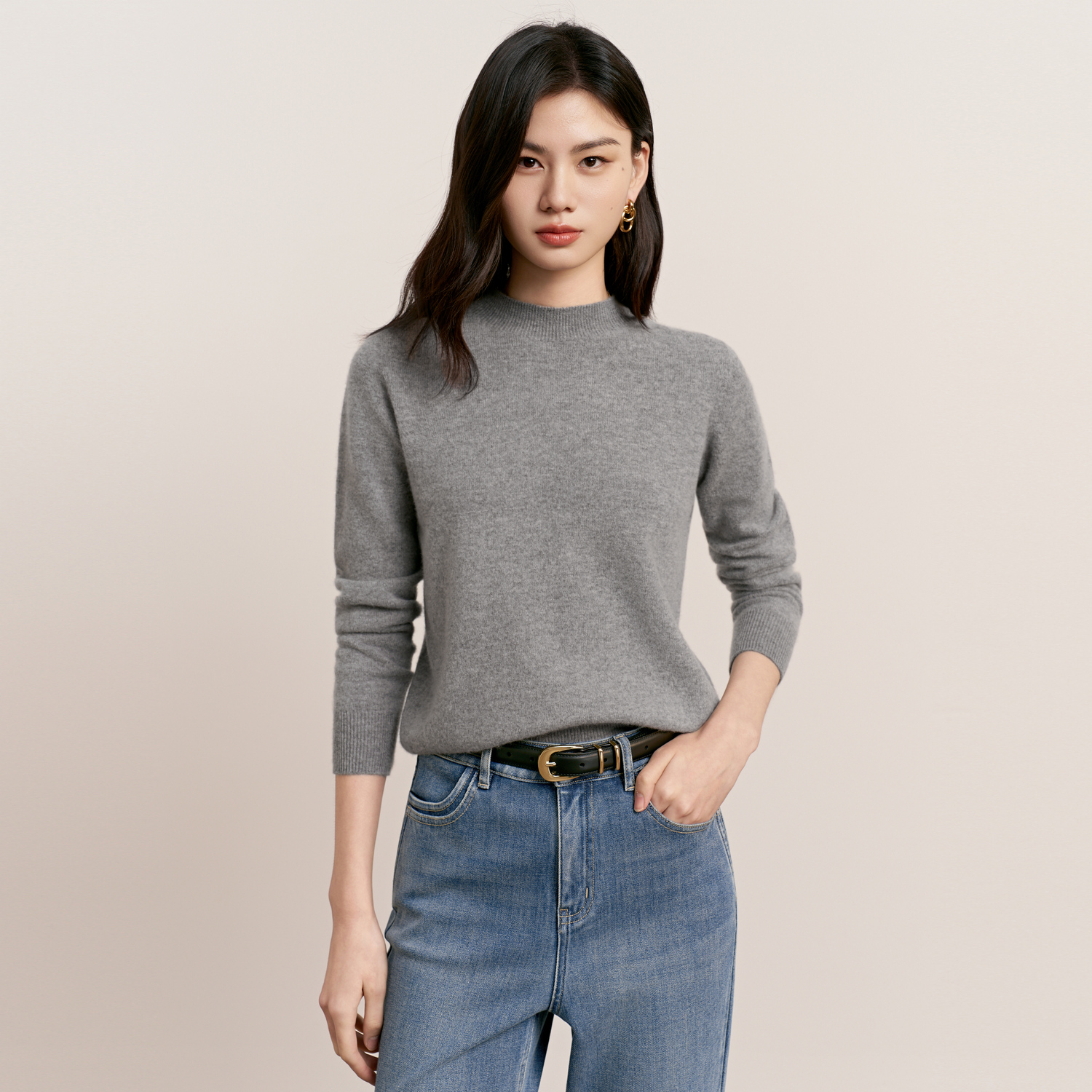 【30羊绒打底】蒋欣代言伊芙丽半高领打底针织25冬季新款1GA932691