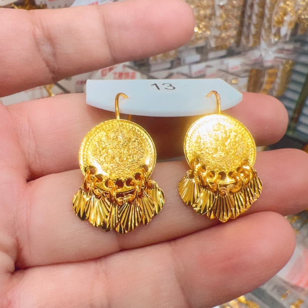 铜合金耳饰 e094 新款时尚休闲百搭古币穗耳环