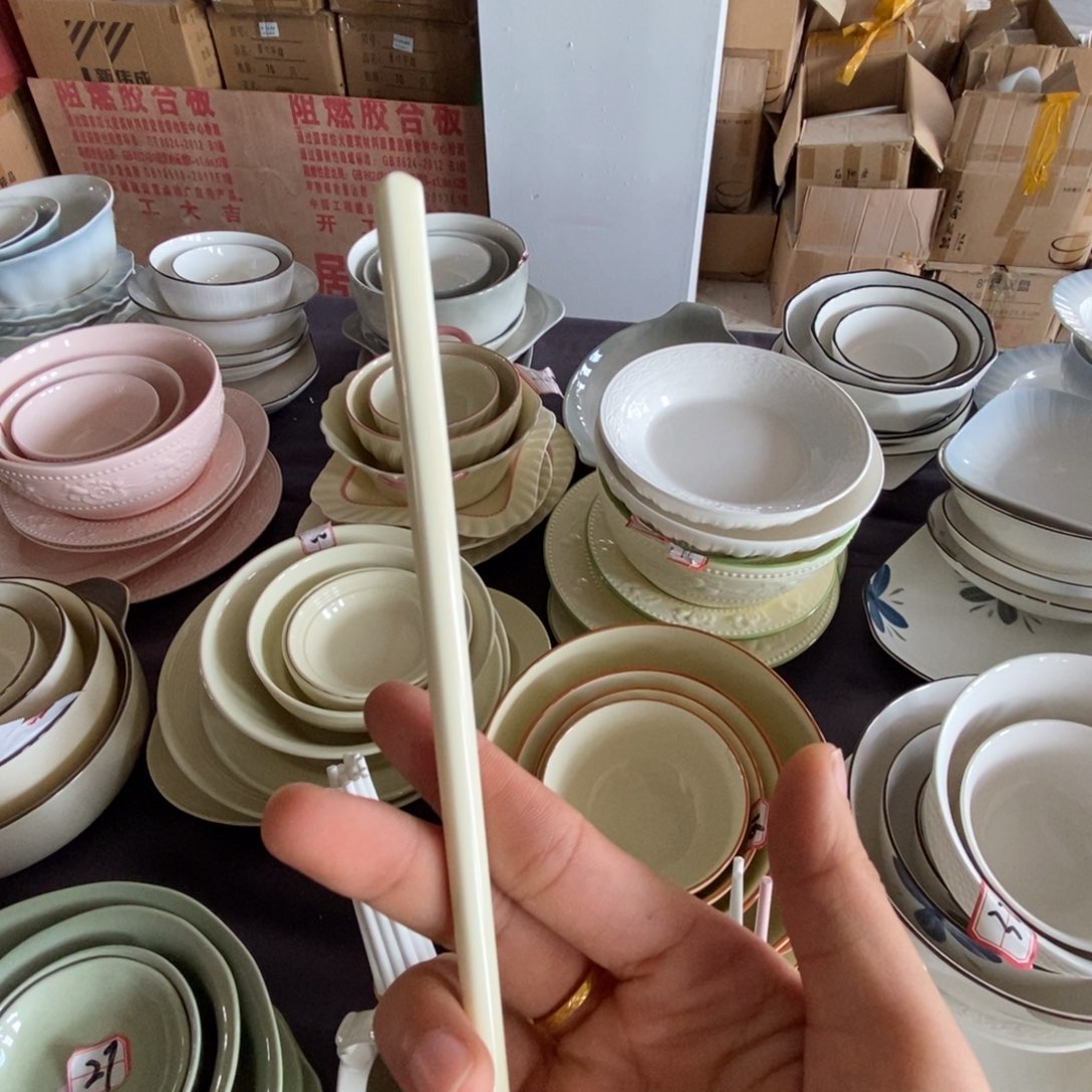 瓷10双黄色陶瓷筷子