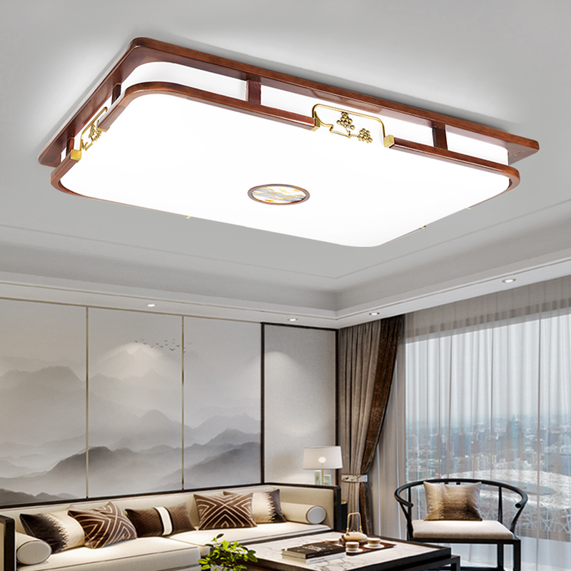 新中式客厅吸顶灯现代简约LED书房实木卧室吸顶灯