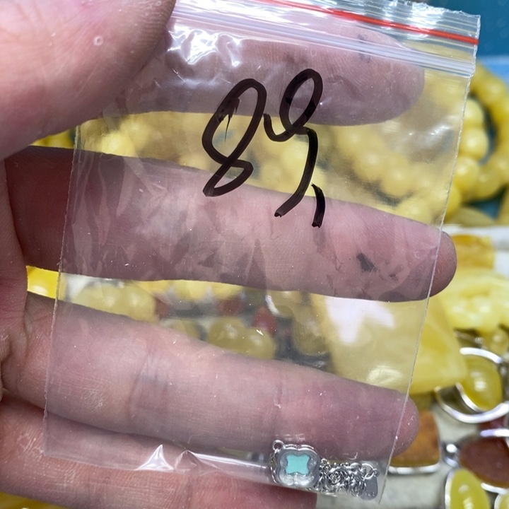 蜜蜡裸石银S925镶嵌手链