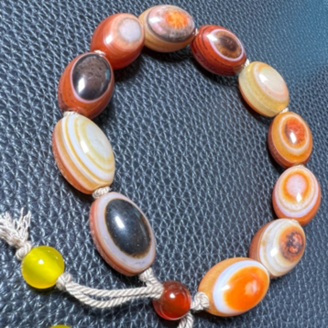 缠丝玛瑙小桶珠手串颗颗带眼