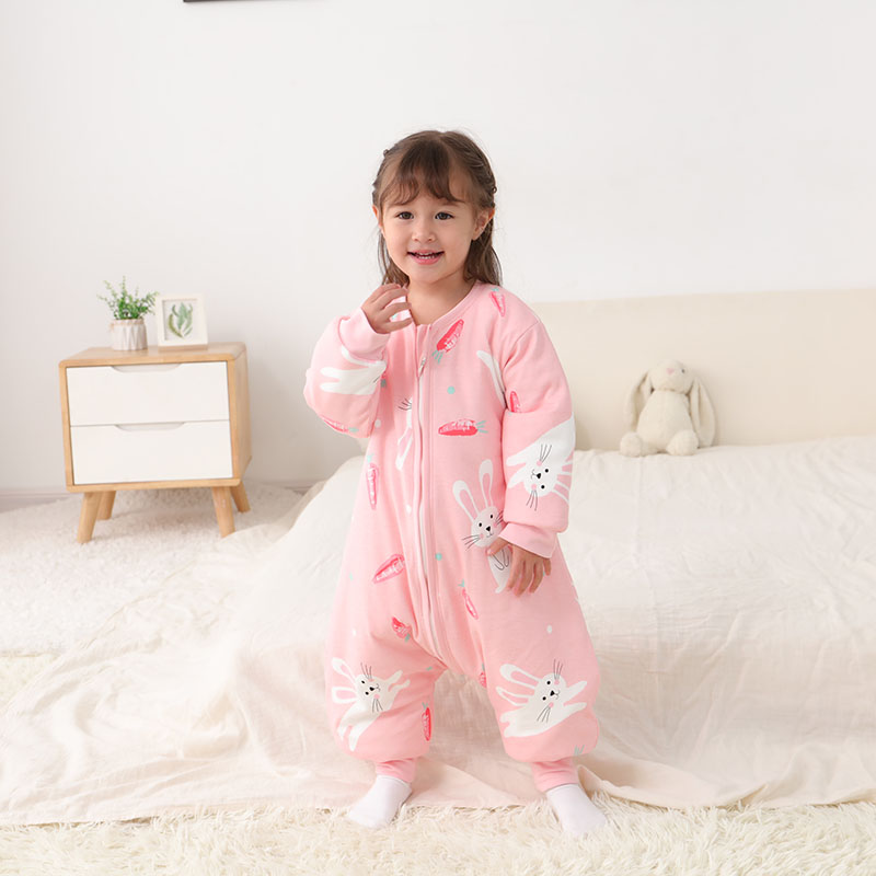 M码100码 新生儿睡袋纯100码M码 纯棉睡袋婴幼防踢被夹棉秋冬儿童