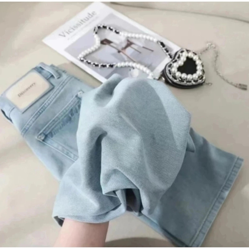 2025夏季新款窄版阔腿裤高腰牛仔裤冰凉垂感爆款