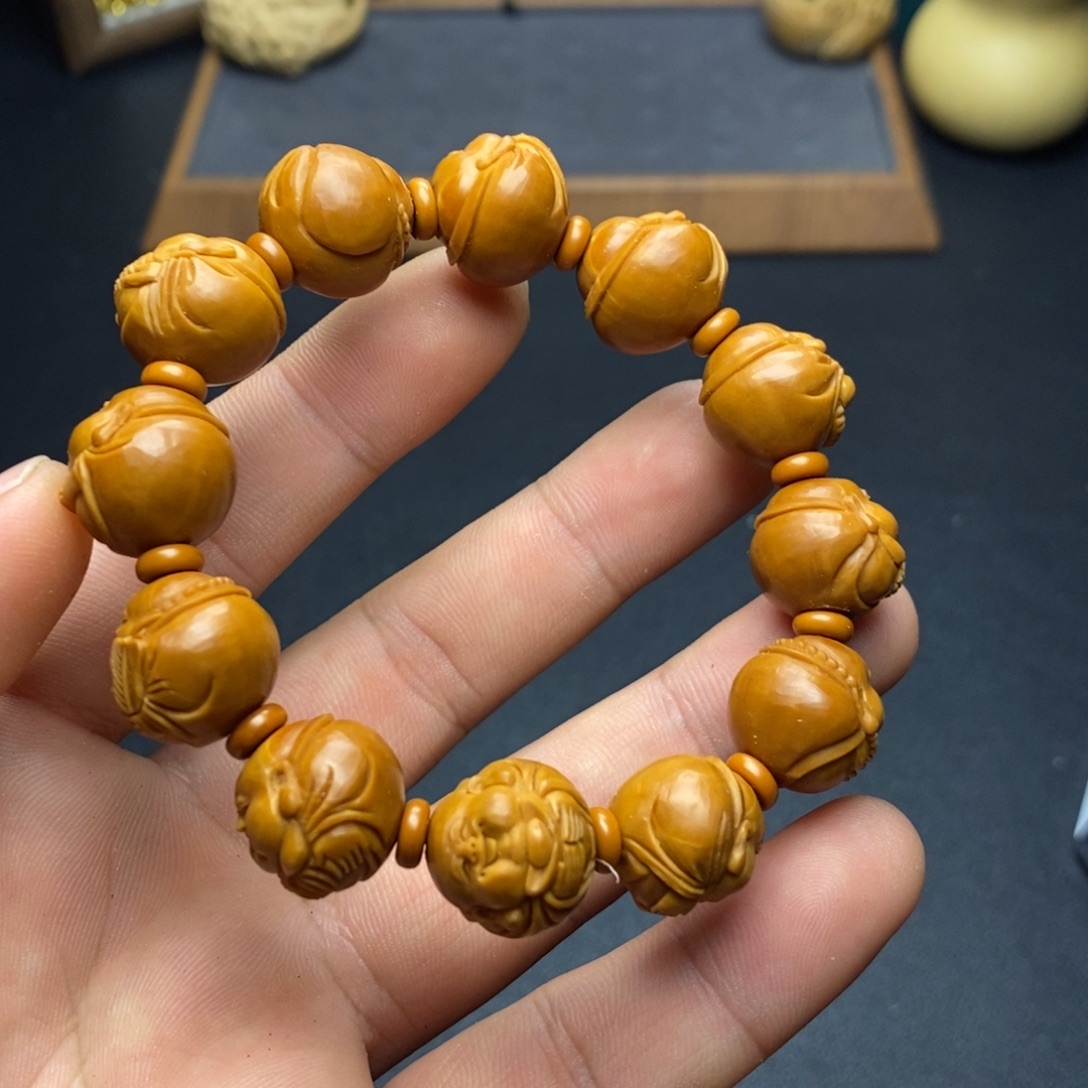 一***风橄榄核手串/手链短圆弥勒