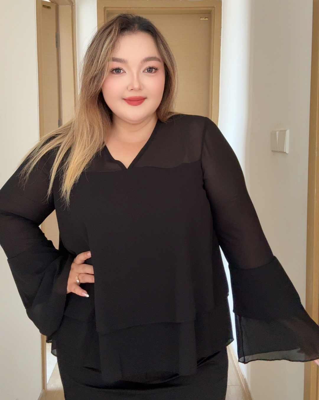 法式显瘦高级感雪纺上衣