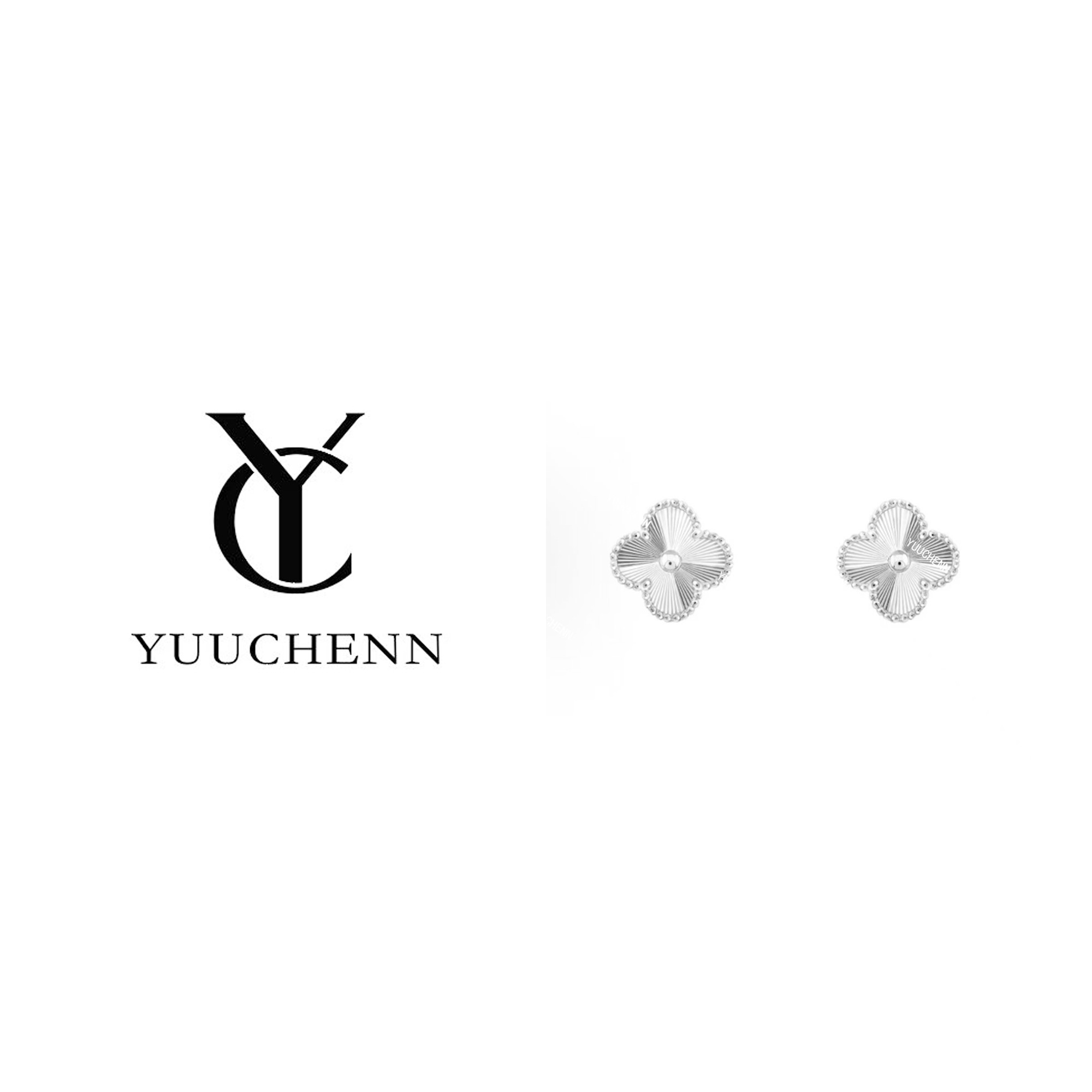 铜合金耳饰 YUUCHENN  【Aihambra】 镀K金 个性轻奢女士耳钉