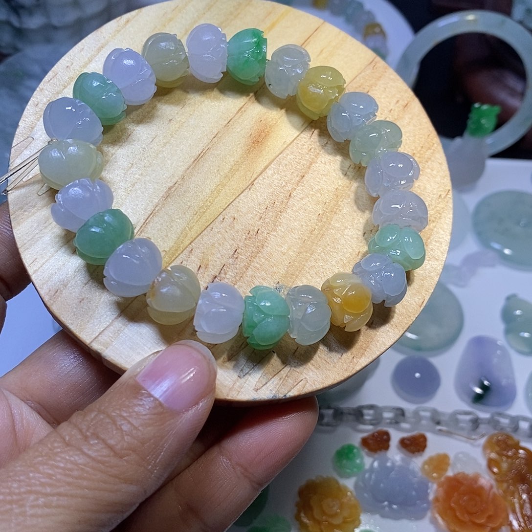 空***眸定制翡翠未镶嵌莲花珠