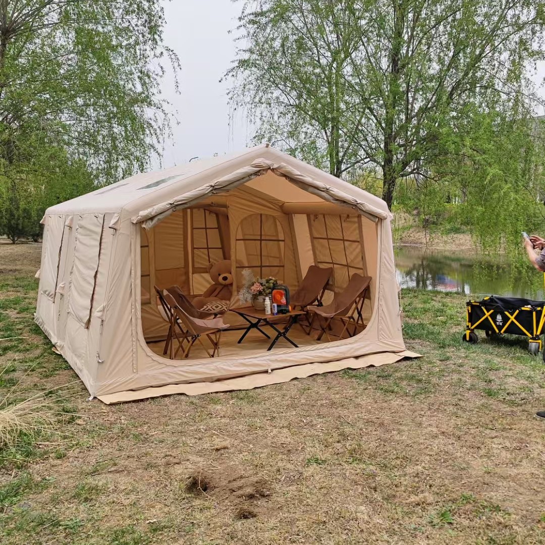 17.2平棉布款拓展可拆卸帐底户外露营充气帐篷防风防雨便携式