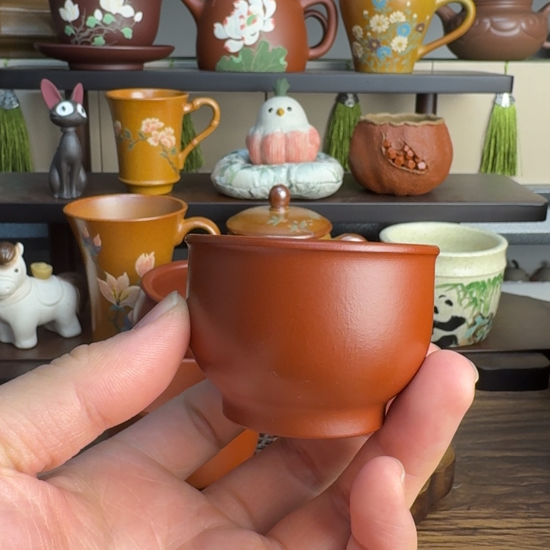 茶杯紫砂nx大红袍朱泥光素杯70ml