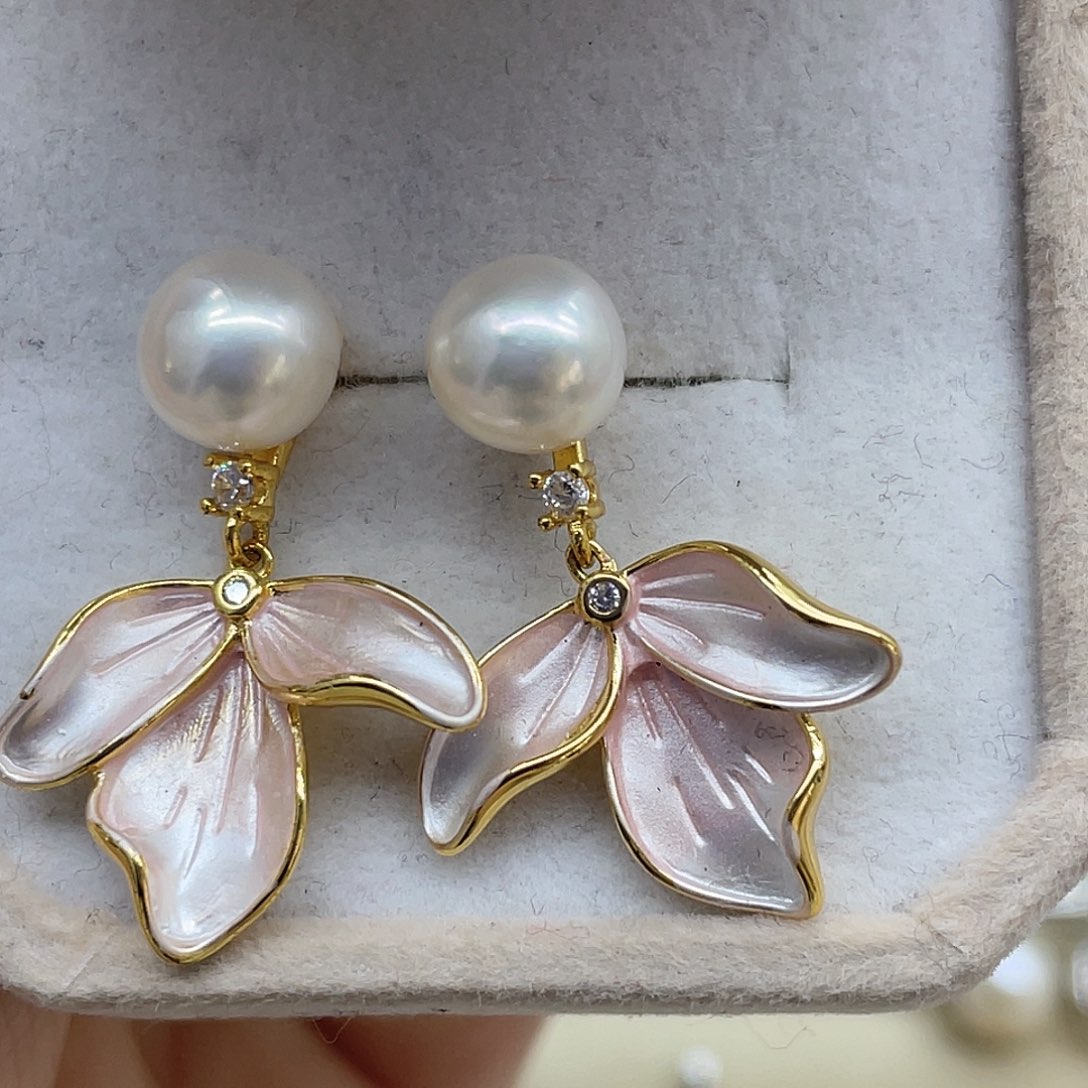 钛钢耳饰淡水珍珠