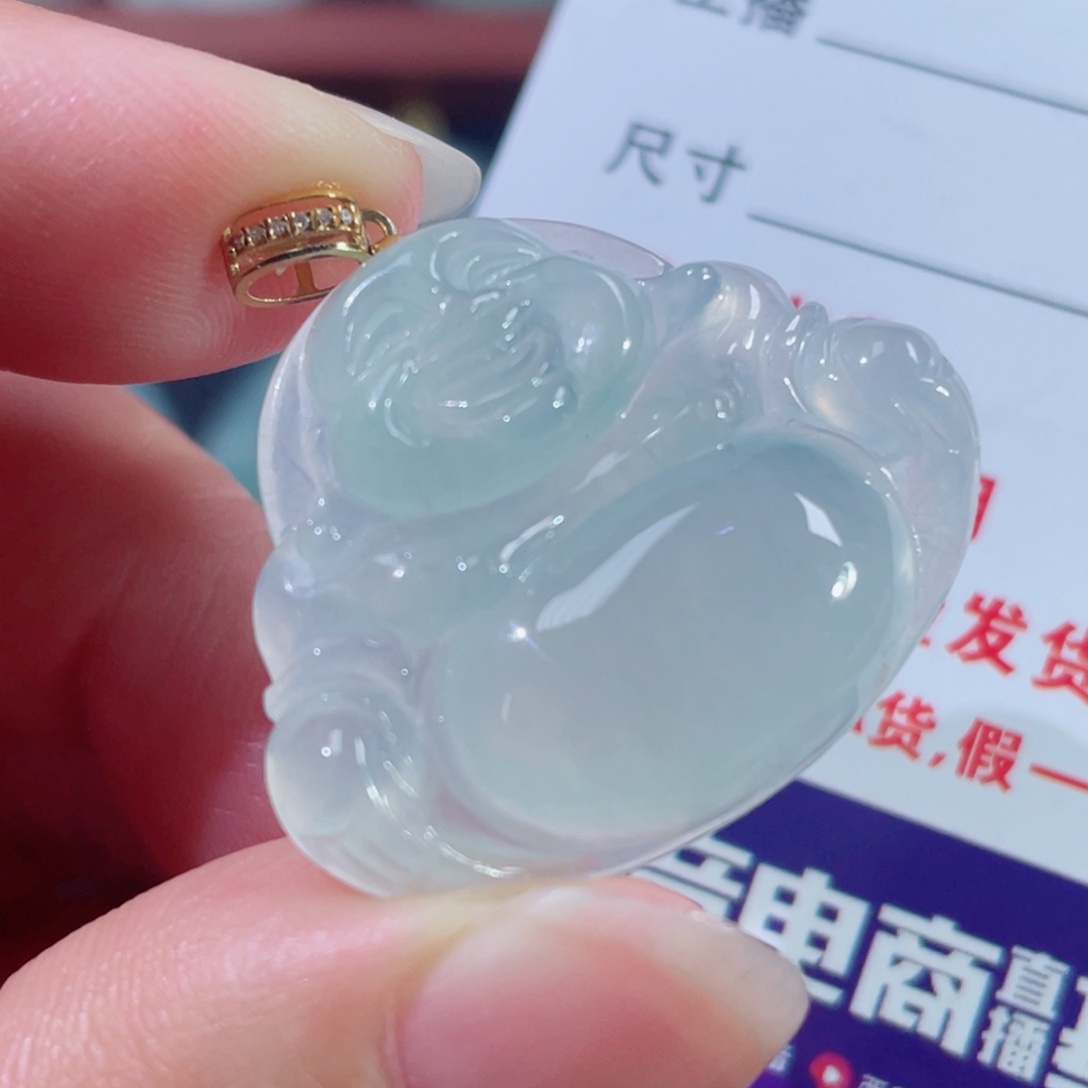 翡翠颈饰18K金镶嵌佛公