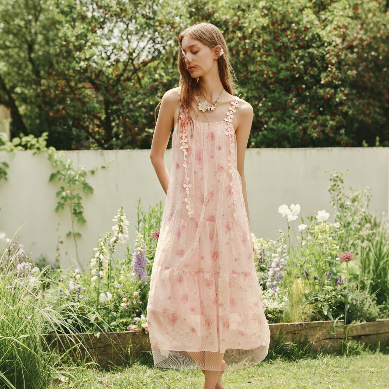 MISS COCOON网纱吊带粉色25夏新款连衣裙0233