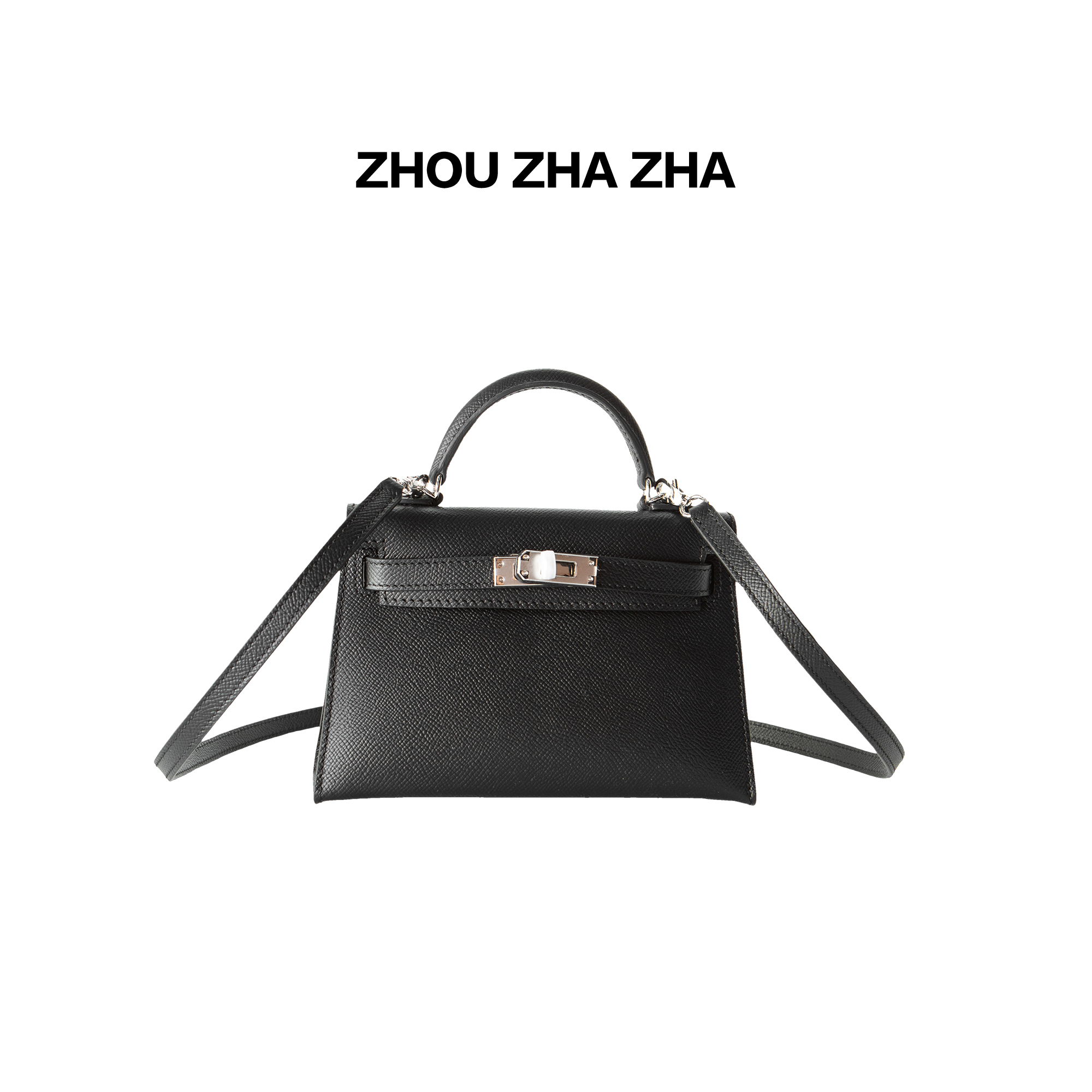 【周炸炸】进口掌纹牛皮 高级感凯莉包单肩mini小包手提包#250765