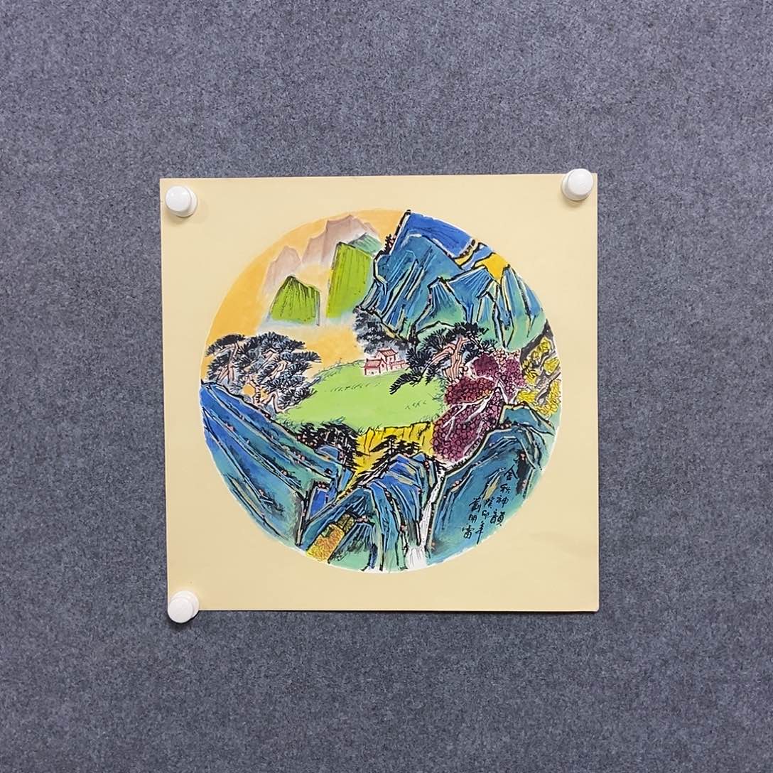 国画卡纸50✖️50描金山水一副