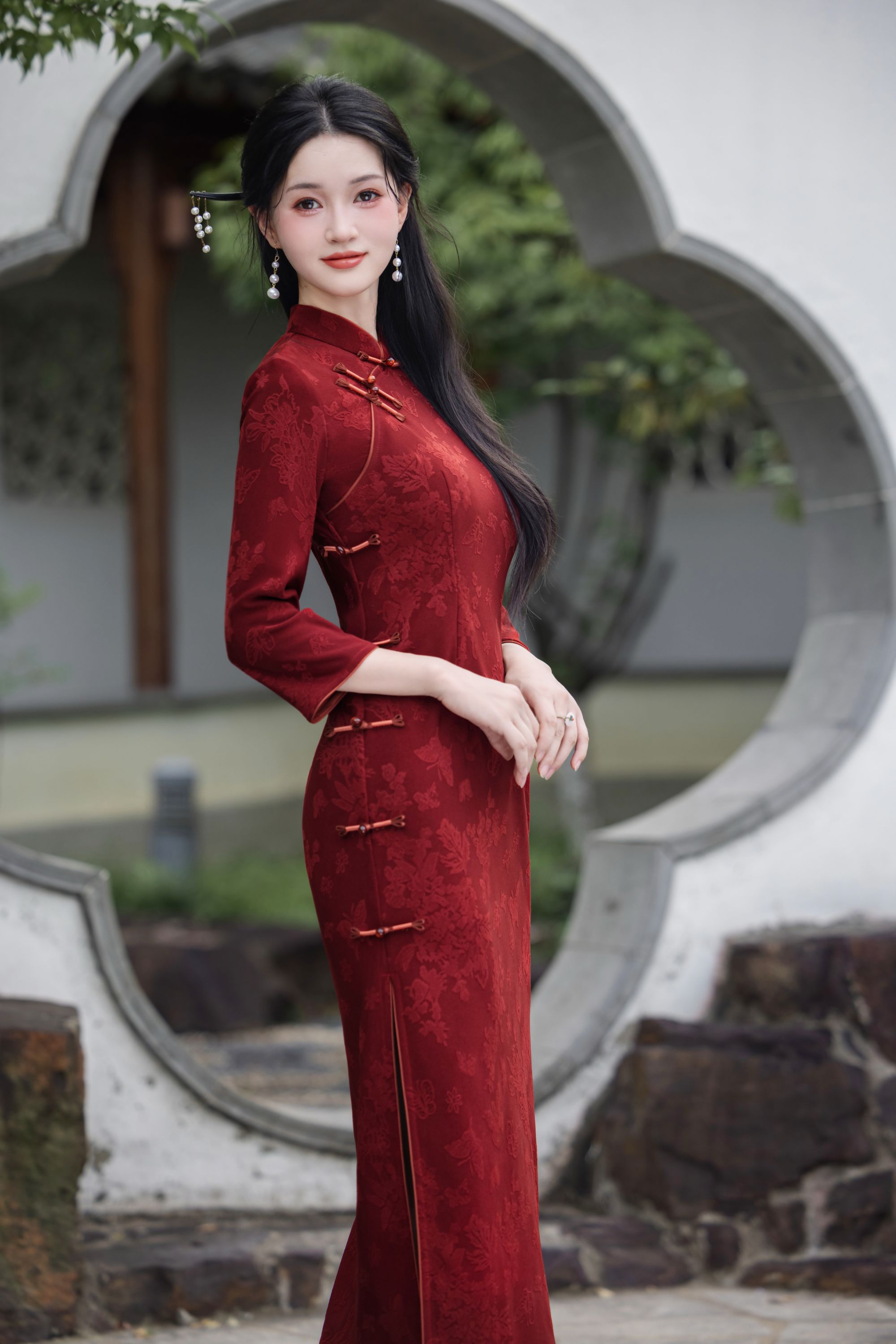 纯色提花新中式国风旗袍女款爆款2025秋季新款显瘦时尚女装连衣裙