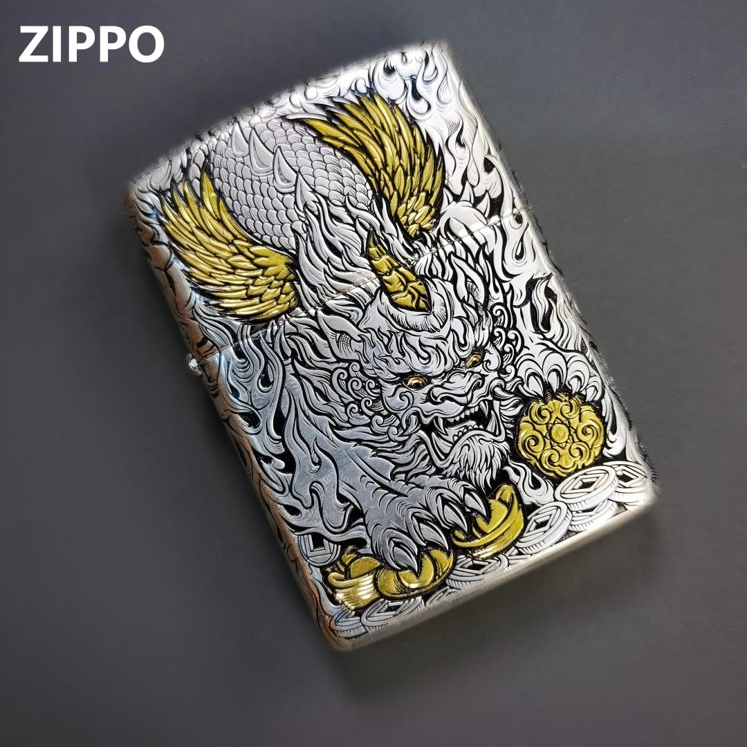 ZIPPO打火机双色招财貔貅晴朗九朽重甲复古正品防风银色原装DY