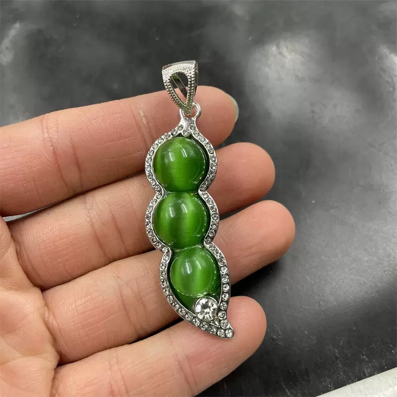 「官方甄选」猫眼石四季豆吊坠=N2-050