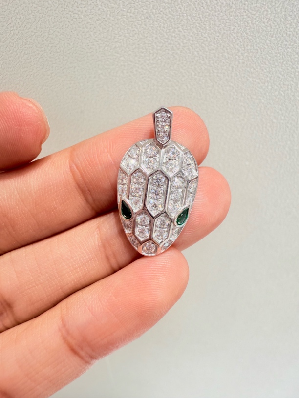 莫桑石5.31【吊坠】 PT950（中型）蛇头绿眼睛吊坠 不支持七天百搭