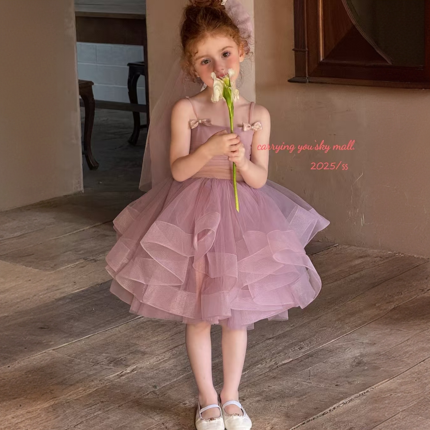 女童连衣裙2025新款儿童生日礼服公主裙蓬蓬纱粉裙子花仙子公主裙