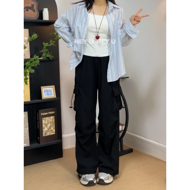 【底牌】小个子美式工装裤女夏季薄款速干阔腿裤