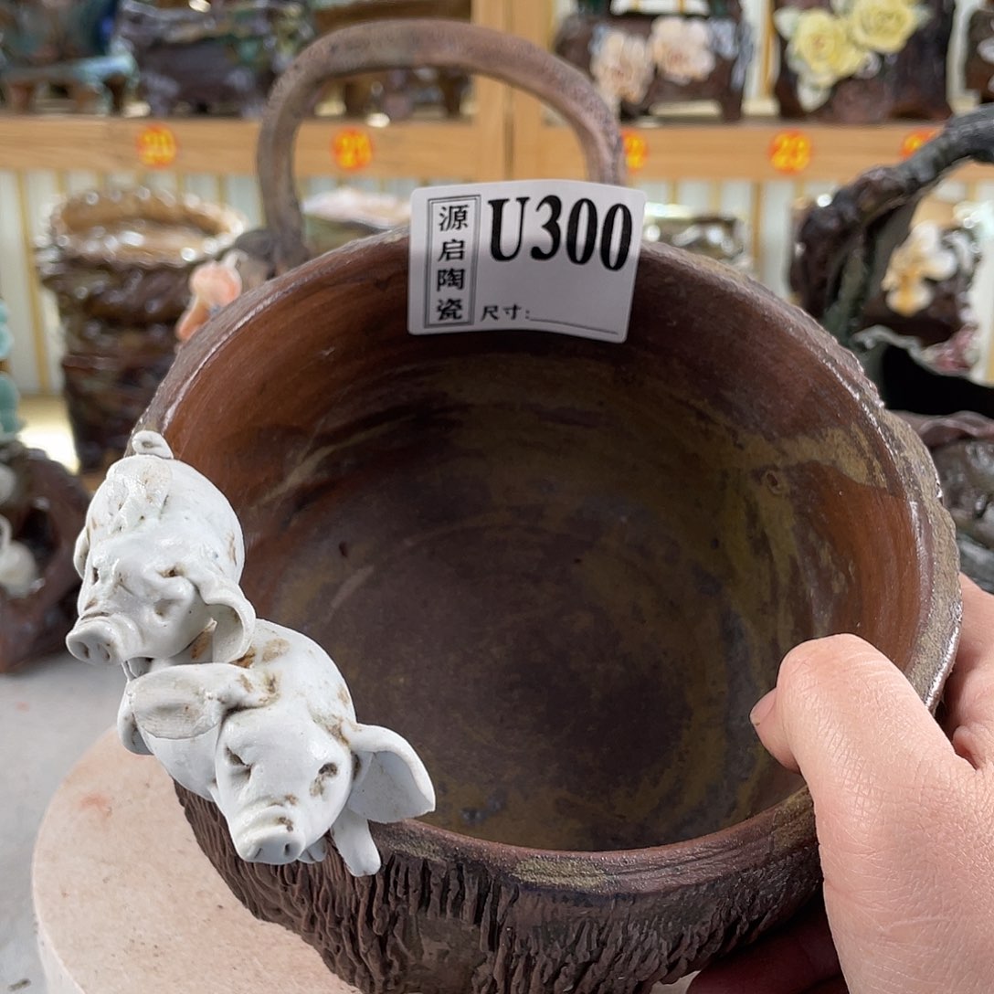 紫砂花盆景德镇陶瓷花盆300