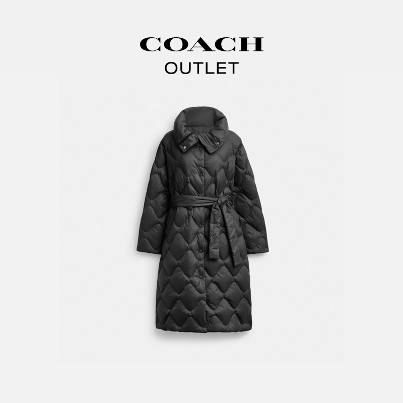 COACH/蔻驰奥莱 锦纶长款绗缝保暖羽绒服