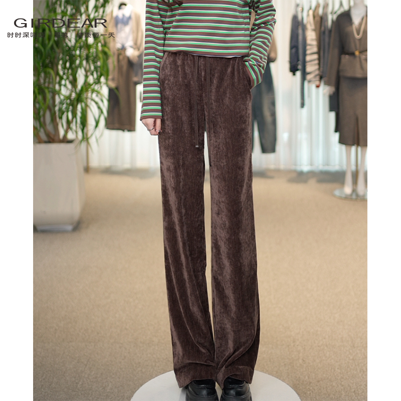 GIRDEAR/哥弟冬季新款经典保暖百搭抽绳直筒休闲长裤1100280