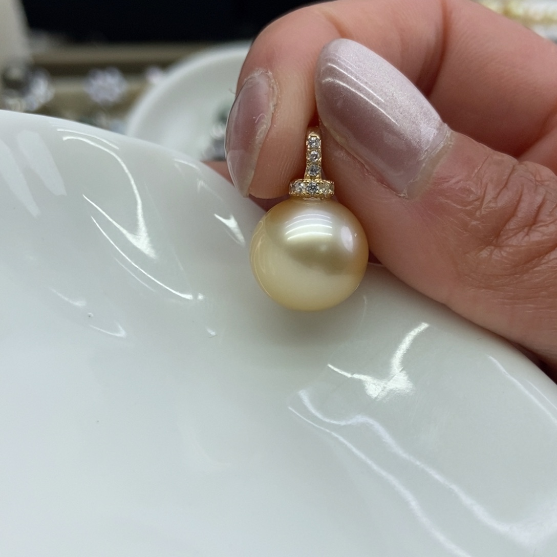 银S925镶嵌海水珍珠吊坠(不含链)