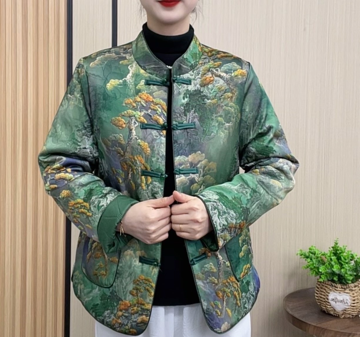 2025冬季新款加厚复古新中式立领时尚气质妈妈装夹棉外套上衣秋冬