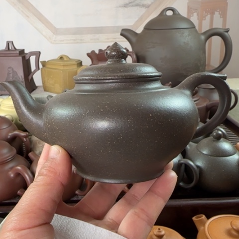 紫砂茶壶梨皮天青280c c