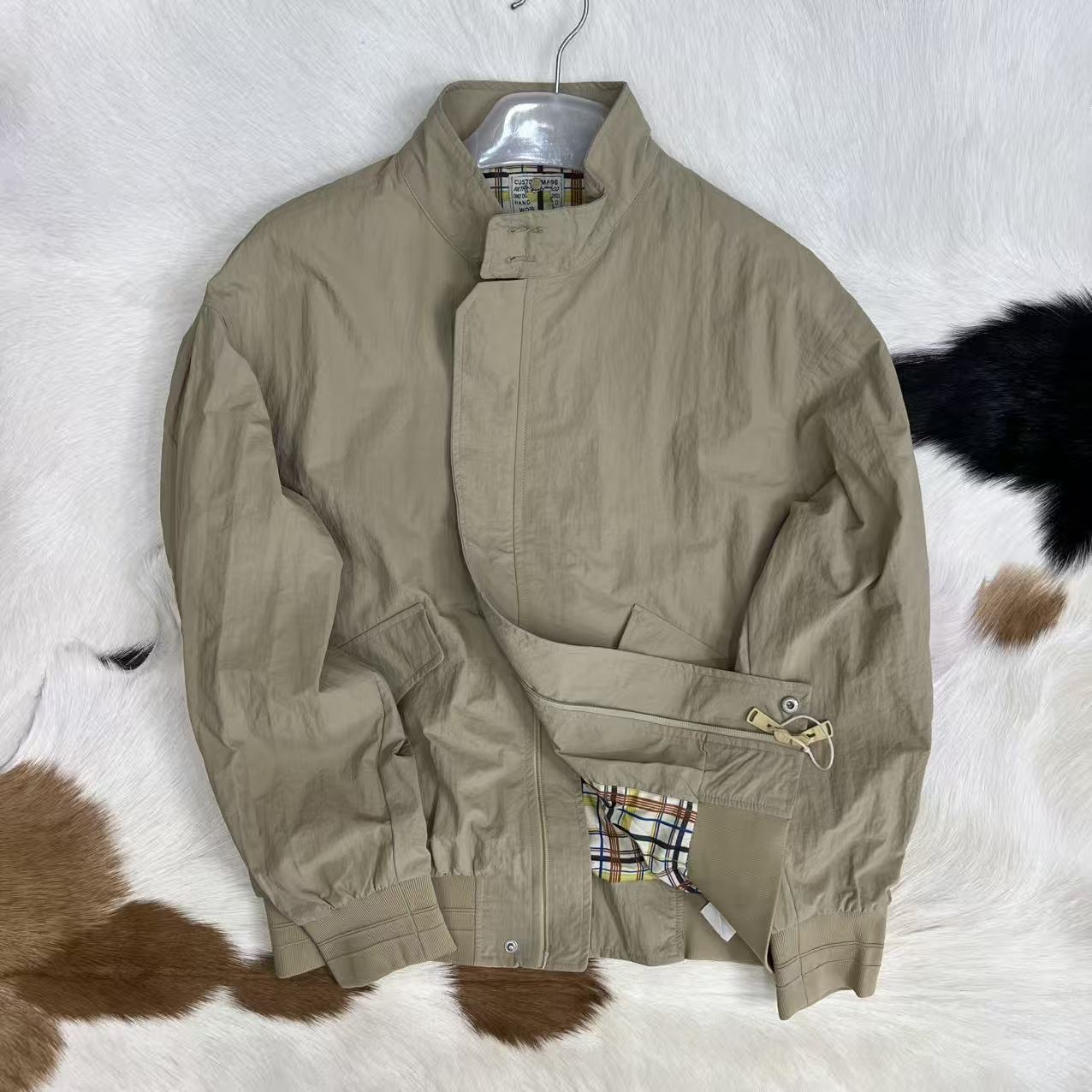 英国订单 细节拉满 肌理感防风 男士秋薄款立领复古休闲夹克外套